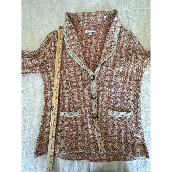Pendleton Womens Knit Blazer Button Up Size Medium Collared VTG Cotton Silk - Picture 8 of 8